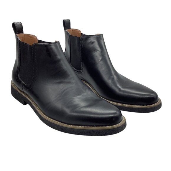 Deer Stags Rockland Memory Foam Black Faux Leather Chelsea Boots Men 11 NWOT - Picture 1 of 7